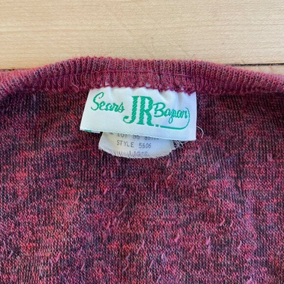 Vintage 80s Red Sweater Sears JR Bazaar Retro Preppy Soft Girl Fall Look Sz XS-S - Picture 5 of 10